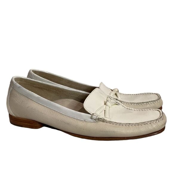 Cole Haan Pebbled and Patent Leather Loafers Cream - Picture 1 of 14